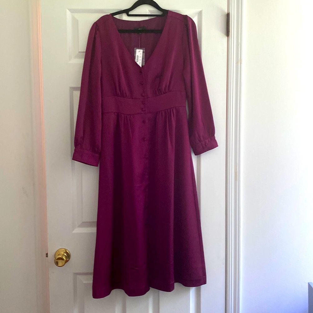 J. Crew button down dress. Bright eggplant